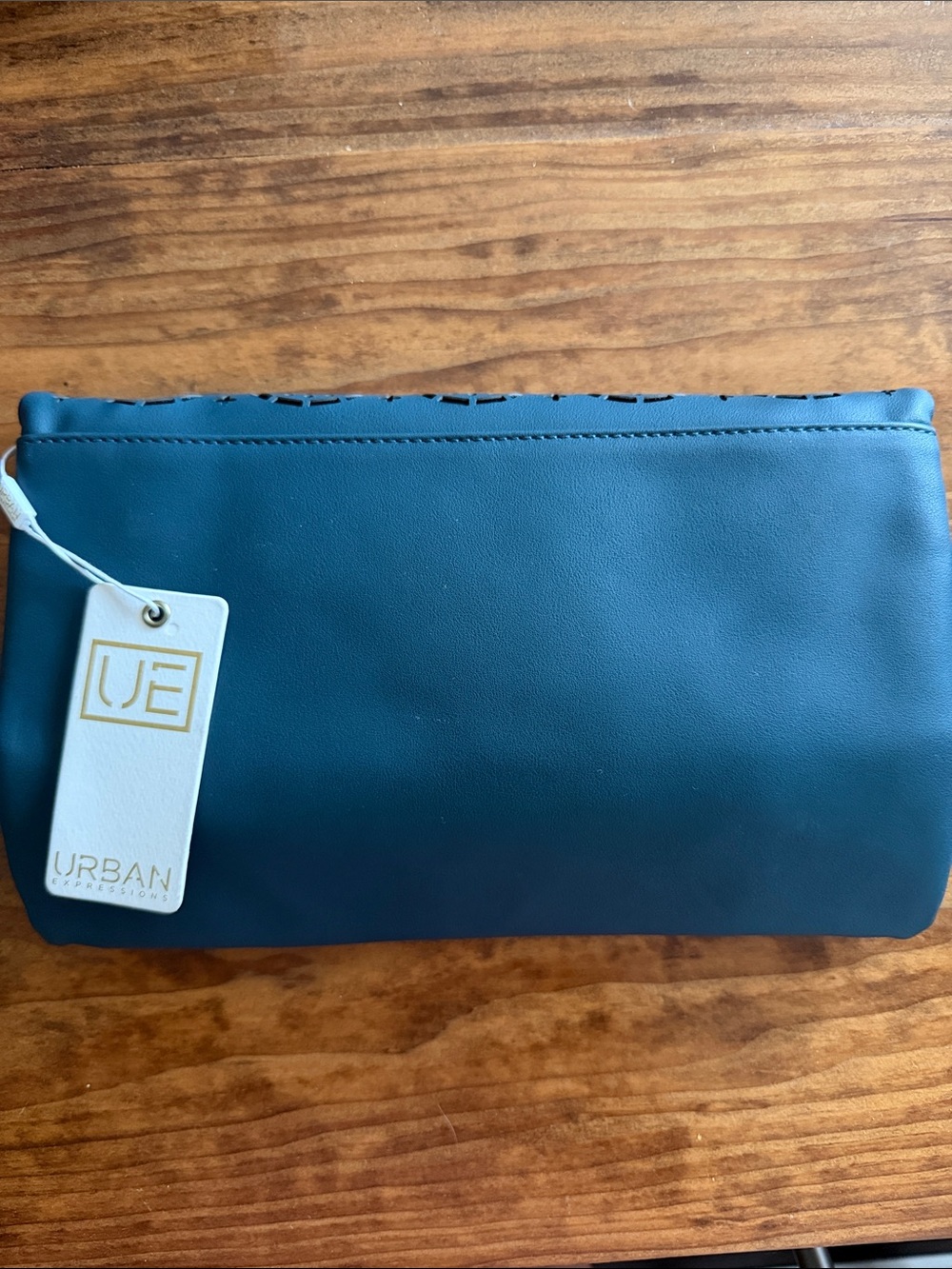 Urban Expressions Teal Blue Laser-Cut Foldover Clutch - Picture 3 of 4